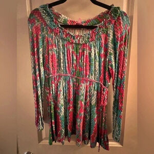 Lilly Pulitzer Long Sleeve w signature bright Multi Color Top-Size Small